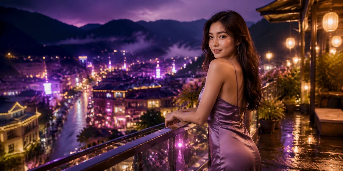 Ánh đèn neon rực rỡ tại khu vui chơi Sa Pa gợi không khí xổ số đêm