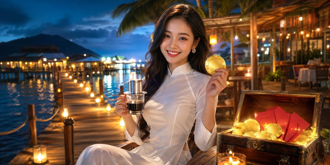 Người chơi tại Vũng Tàu nhận thưởng và uống cà phê Việt Nam